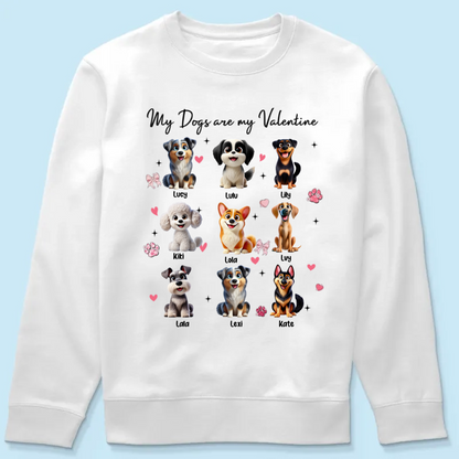 My Dogs Are My Valentine Coquette Cute Cartoon Dog Valentine's Day Gift For Dog Lover Personalized Shirt