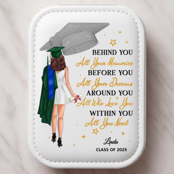 Behind You All Your Memories - Family Personalized Custom Jewelry Box LED Makeup - Graduation Gift For Family Members, Siblings, Brothers, Sisters