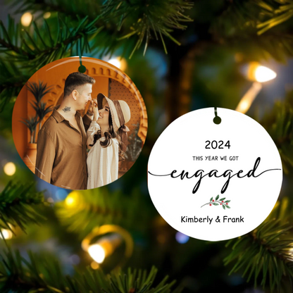 First Christmas Engaged Personalized Photo Ornament, Keepsake Engagement Gift Personalized Picture