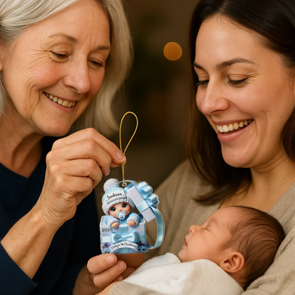 Custom Acrylic Ornament - Personalized Christmas Baby Shower, Gender Reveal Gifts For New Moms, New Dads, New Parents