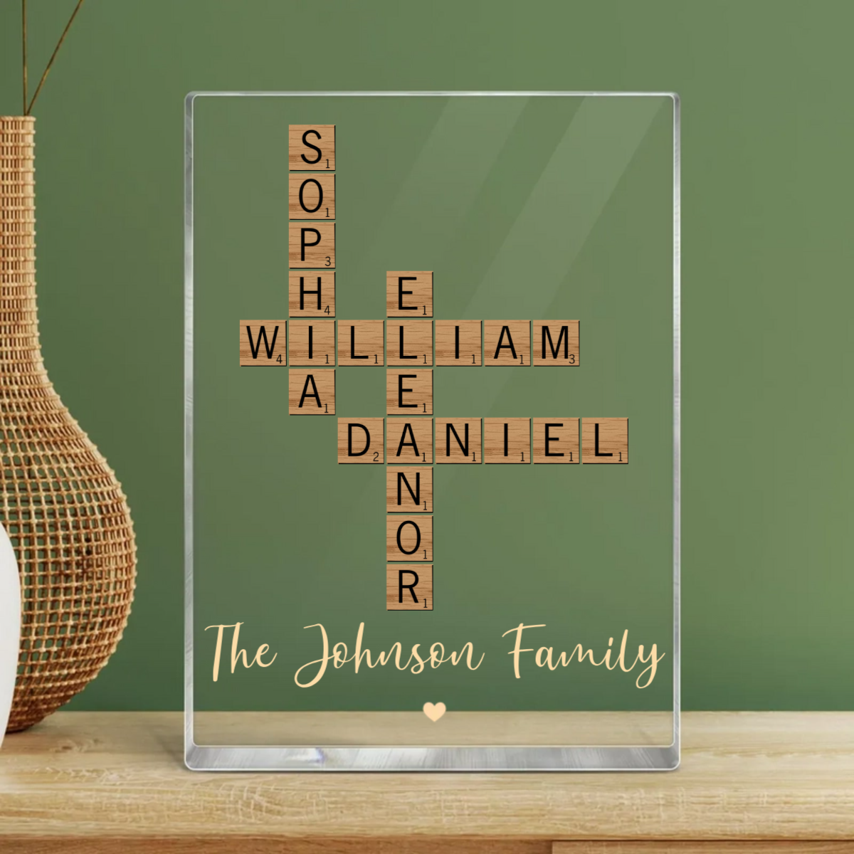 Family Crossword Art Created In A Moment, Treasured Forever Personalized Acrylic Block Plaque