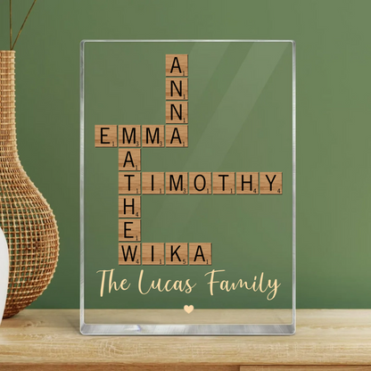 Family Crossword Art Created In A Moment, Treasured Forever Personalized Acrylic Block Plaque