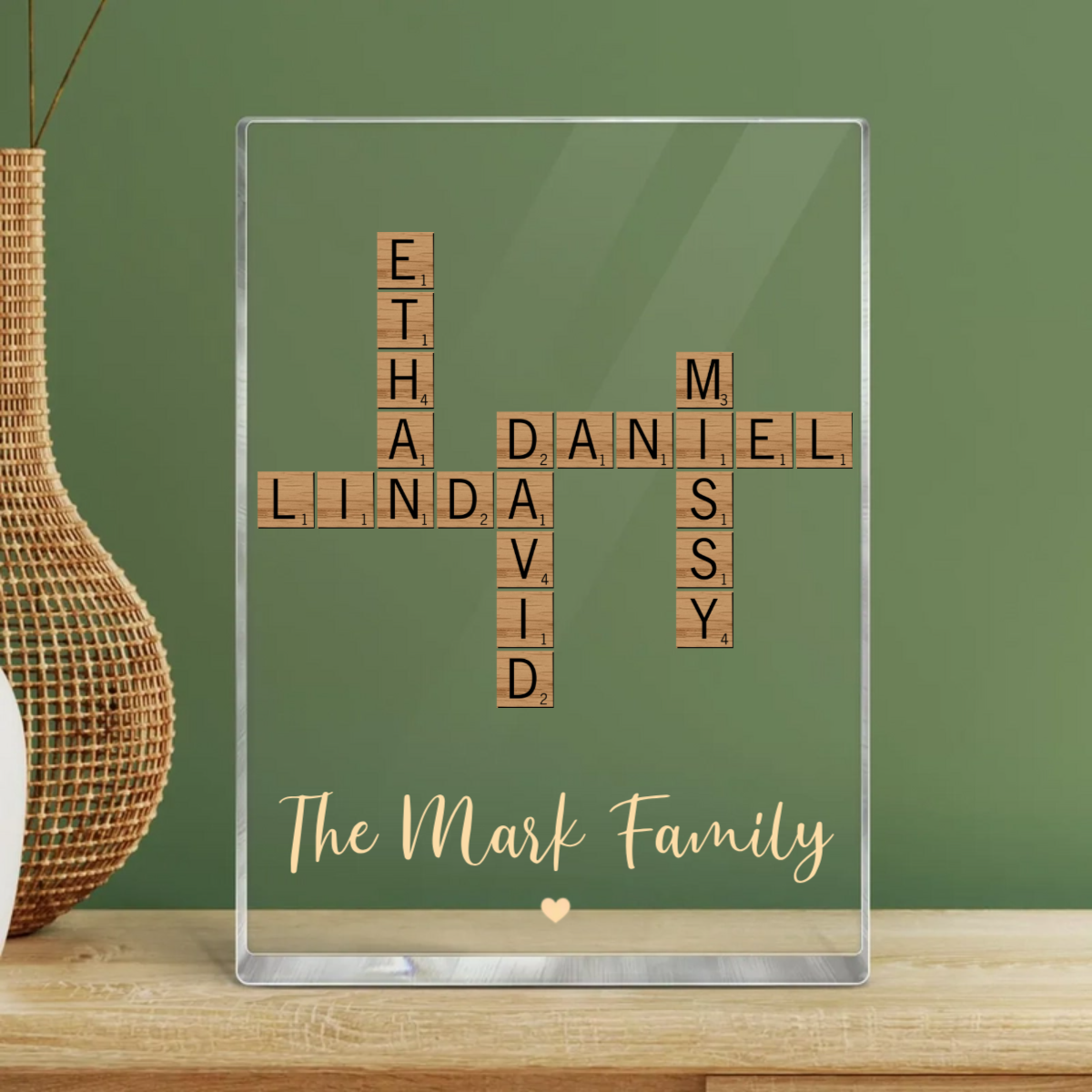 Family Crossword Art Created In A Moment, Treasured Forever Personalized Acrylic Block Plaque