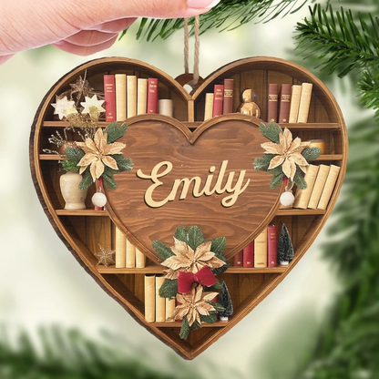 Custom Wood Ornament - Personalized Christmas Bookish Gifts For Book Lovers, Bookworms, Readers