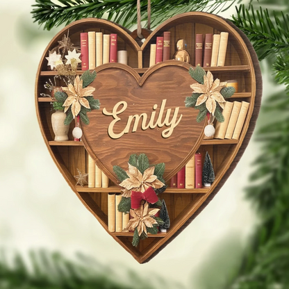 Custom Wood Ornament - Personalized Christmas Bookish Gifts For Book Lovers, Bookworms, Readers