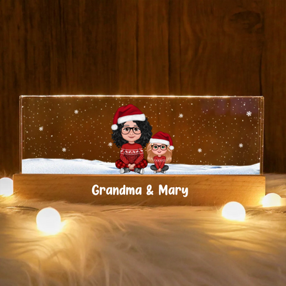 Grandma & Grandkids Christmas Gift For Grandma Granddaughter Grandson Personalized Acrylic Block LED Night Light