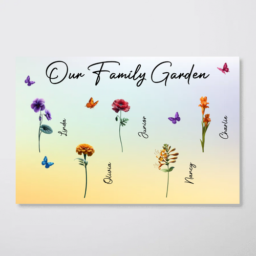 3D Effect Birth Month Flowers Our Family Garden Personalized Poster, Mother's Day Gift For Mom, Grandma