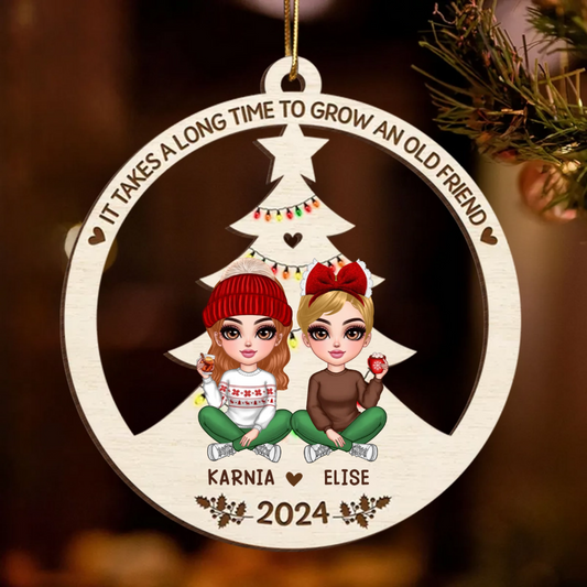 Best Friend Christmas Ornament 2024, It Takes A Long Time To Grow Old Friends Ornament, Best Friend Ornament, Besties Christmas Ornament