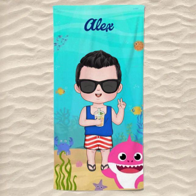 Summer, Beach, Pool, Travel - Family Personalized Custom Beach Towel - Summer Vacation Gift, Birthday Pool Party Gift For Family Members