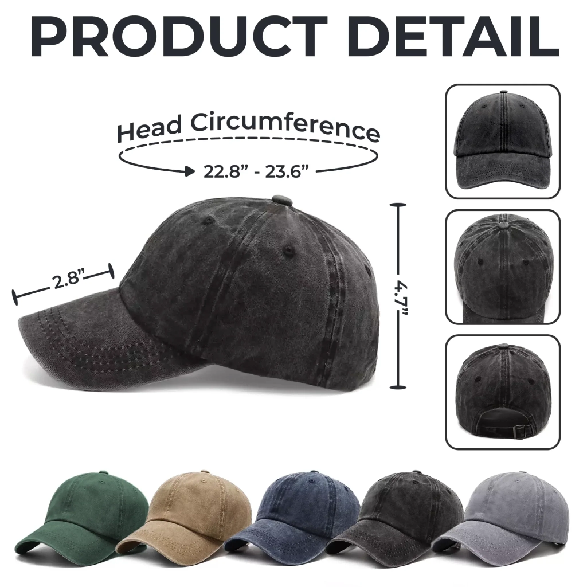 Custom Vintage Washed Denim Baseball Cap - Personalized Birthday Gifts For Dad, Grandpa - Built On Love And Strength