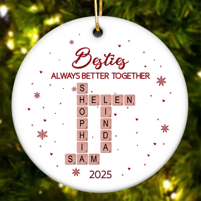 The Girls Always Better Together Festive Crossword Puzzle Art - Personalized Acrylic Ornament - Christmas Gift For Besties