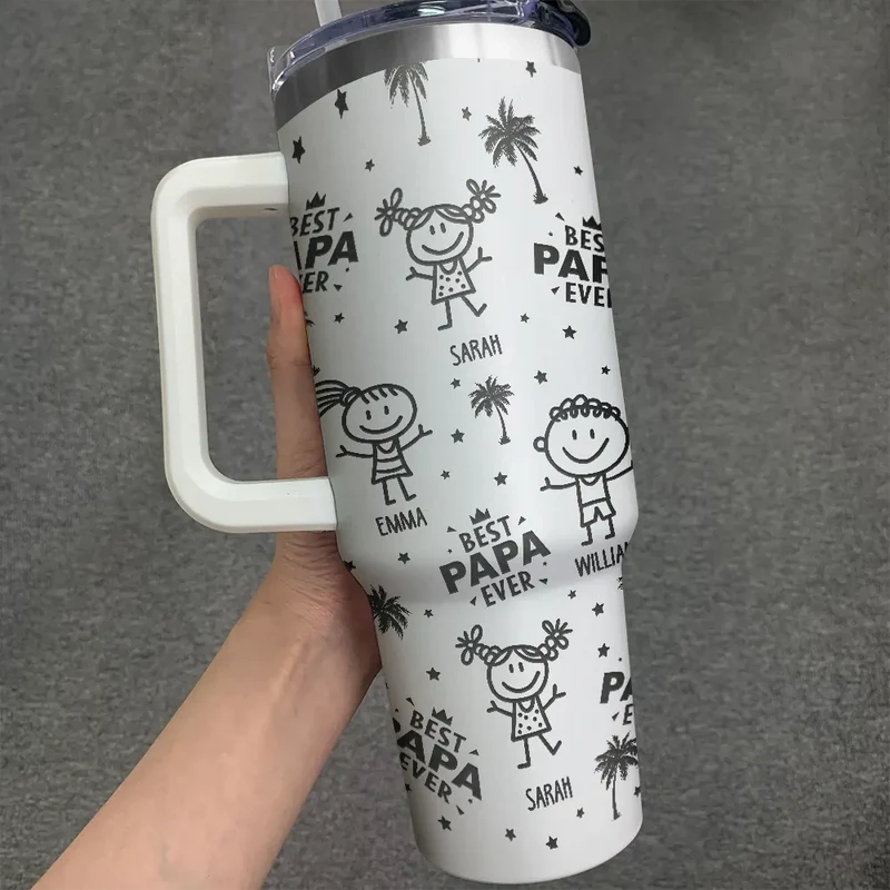 Palm Tree Best Dad Best Mom Ever - Personalized Engraved 40oz Tumbler