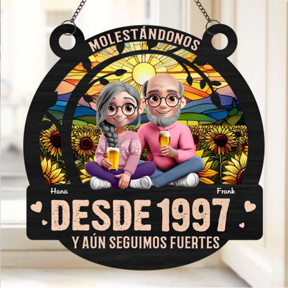 Adorno Colgante de Ventana Personalizado - Regalos Personalizados de Aniversario y Boda para Esposo y Esposa, Él y Ella - Molestándonos Desde