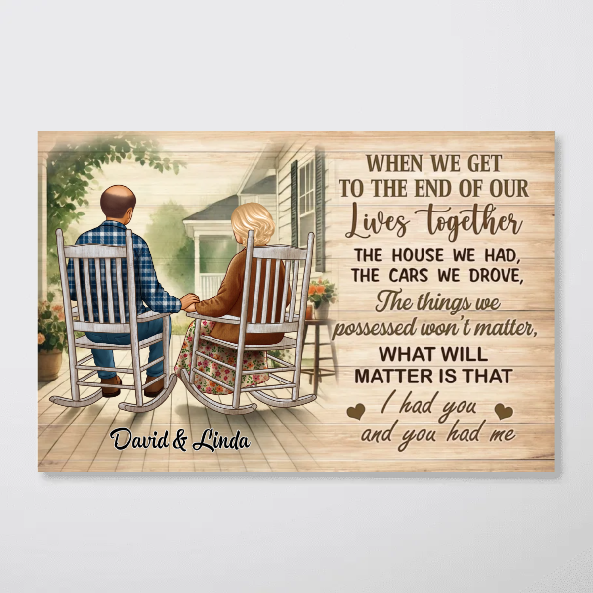 Old Couple Sitting On The Porch Personalized Poster, Heartfelt Valentine's Day Gift For Couple, For Him, For Her, Husband, Wife