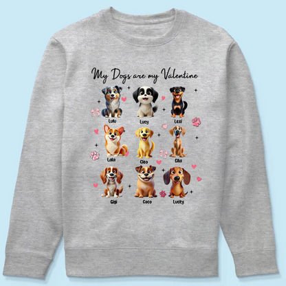 My Dogs Are My Valentine Coquette Cute Cartoon Dog Valentine's Day Gift For Dog Lover Personalized Shirt