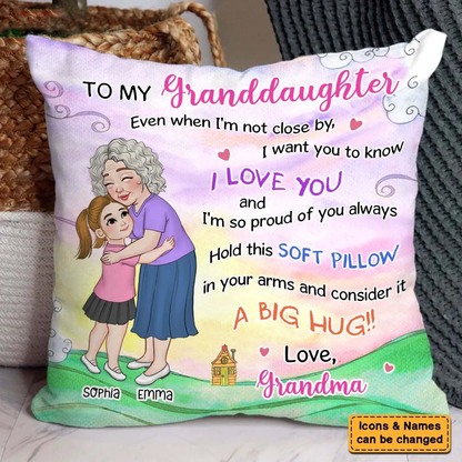 Personalized Gift For Grandkids Grandma And Granddaughter Hugging Pillow