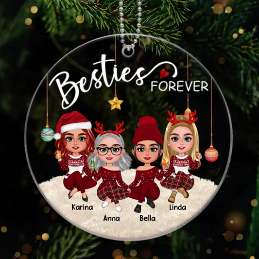 Gorgeous Girls Besties Forever Christmas Personalized Acrylic Ornament