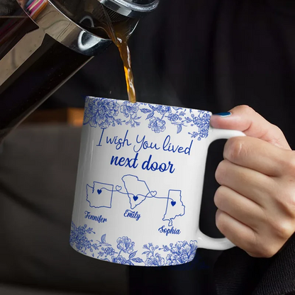 Chinoiserie Toile I Wish We Lived Closer - Personalized Mug