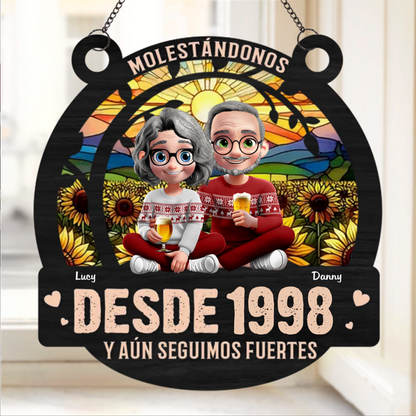 Adorno Colgante de Ventana Personalizado - Regalos Personalizados de Aniversario y Boda para Esposo y Esposa, Él y Ella - Molestándonos Desde
