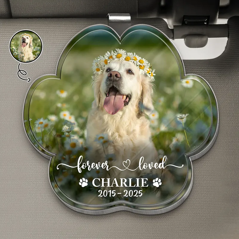 Custom Photo Forever In My Heart - Personalized Custom Shaped Acrylic Car Visor Clip