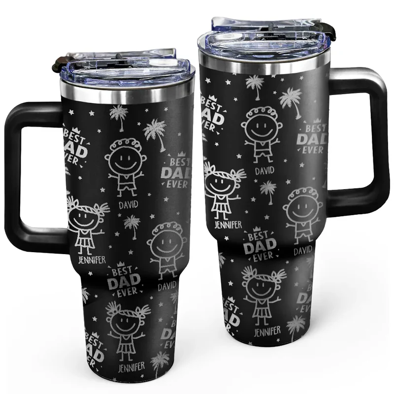 Palm Tree Best Dad Best Mom Ever - Personalized Engraved 40oz Tumbler