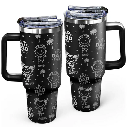Palm Tree Best Dad Best Mom Ever - Personalized Engraved 40oz Tumbler