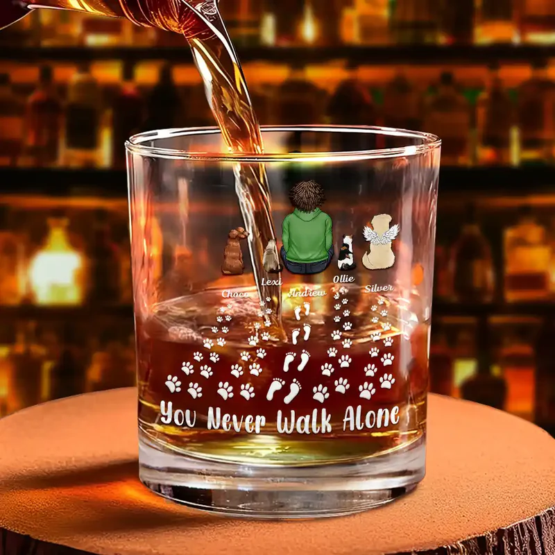 Pet Memorial I'm Always With You Never Walk Alone - Personalized Whiskey Glass