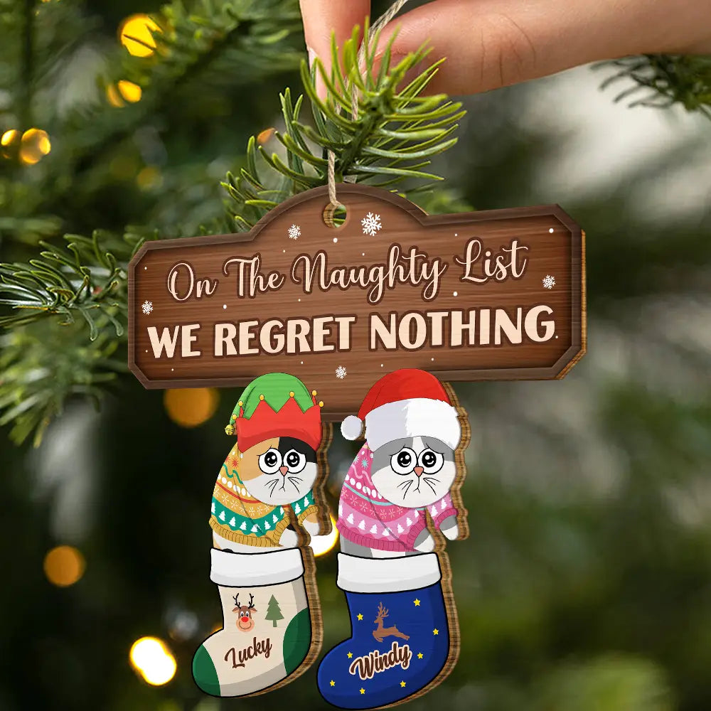 I Regret Nothing Cat Christmas - Personalized Wooden Cutout Ornament