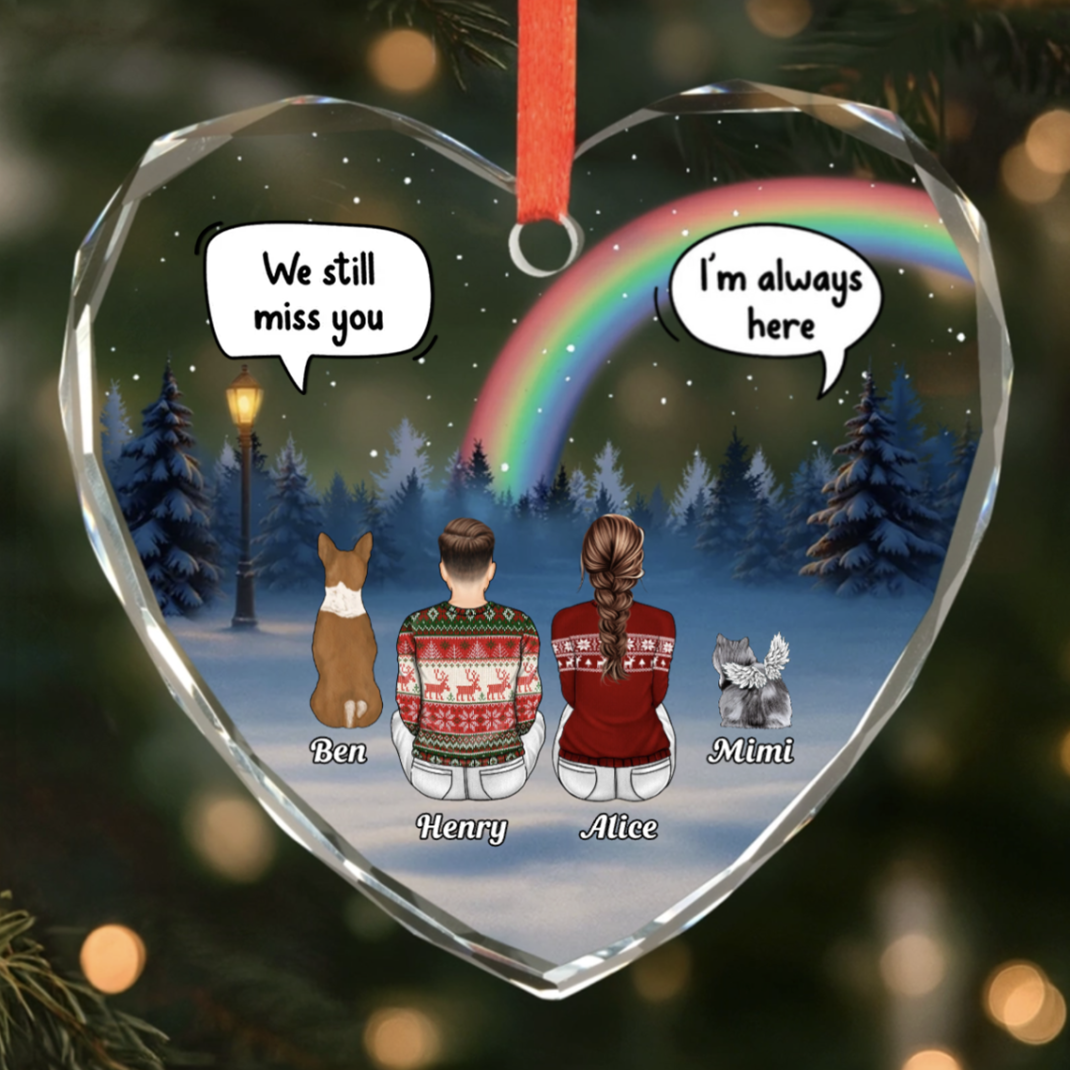 Custom Heart Acrylic Ornament - Personalized Pet Christmas Memorial Sympathy Gifts For Dogs, Cats - Still With Me