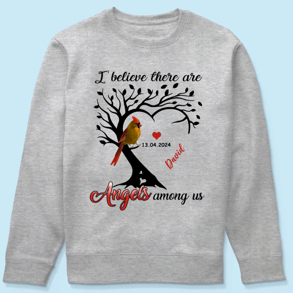 Cardinal Heart Personalized Shirt Memorial Sympathy Shirt