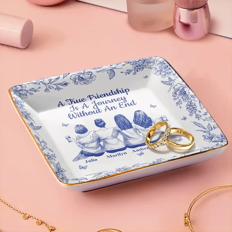 Bestie A True Friendship Is A Journey Without An End Toile - Personalized Ring Dish