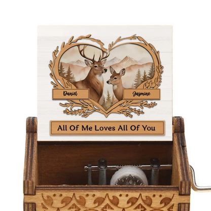 Deer Couple Heart Forest God Blessed The Road Personalized Music Box, Valentine's Day Gift, Anniversary Gift For Couples