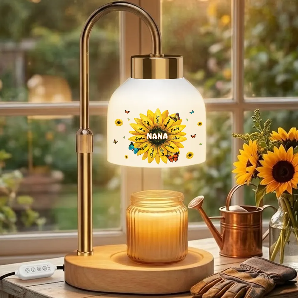 Grandma Sunflower Custom Kids Names - Personalized Candle Warmer Lamp - Gift For Grandma, Mom