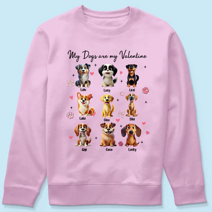 My Dogs Are My Valentine Coquette Cute Cartoon Dog Valentine's Day Gift For Dog Lover Personalized Shirt