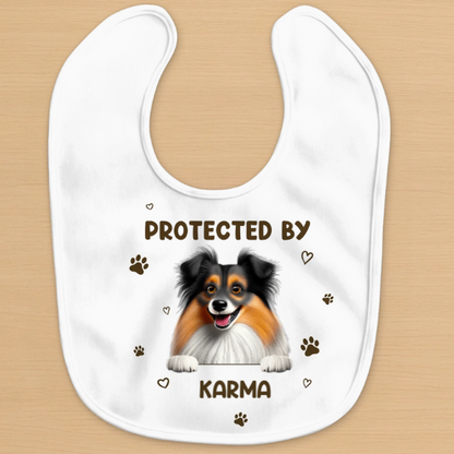 Custom Baby Bib - Personalized Baby Shower, Gacender Reveal Gifts For New Moms, New Dads, New Parents, Dog Dad And Mom - Safe Snuggles Watch Over Baby