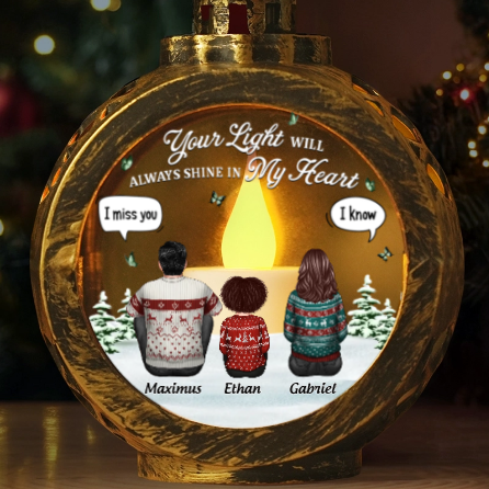 Custom Candlelight Lantern Ornament - Personalized Christmas Memorial Sympathy Gifts For Loss Of Mom, Dad - Your Spirit Shines Eternal