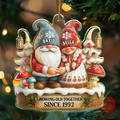 3D Effect Gnome Couple Growing Old Together - Personalized Custom Shaped Acrylic Ornament