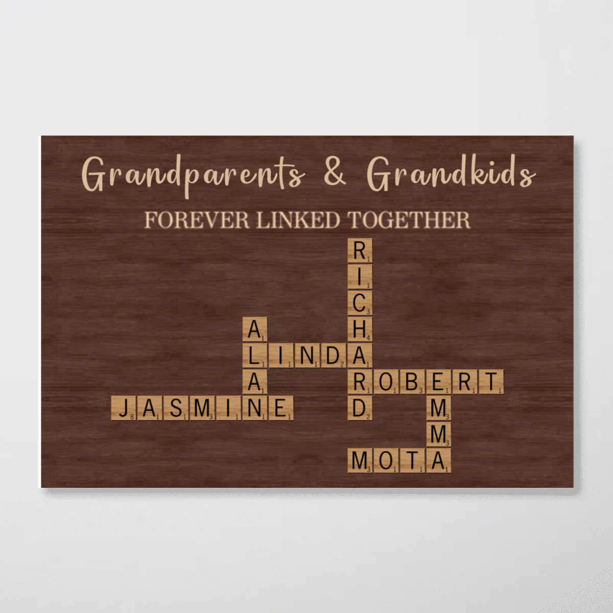 Grandparents & Grandkids Forever Linked Together Crossword Puzzle Personalized Poster, Gift For Large Family, Parent, Grandparents, Siblings, Brothers, Sisters