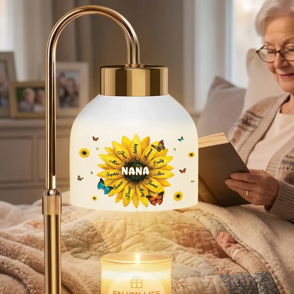 Grandma Sunflower Custom Kids Names - Personalized Candle Warmer Lamp - Gift For Grandma, Mom