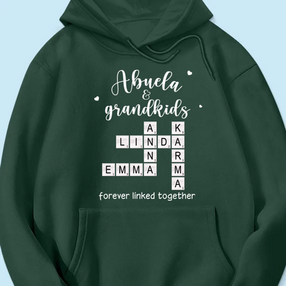 Grandma Grandpa & Grandkids Forever Linked Together Crossword Puzzle Art Personalized Shirt