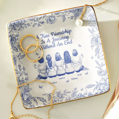 Bestie A True Friendship Is A Journey Without An End Toile - Personalized Ring Dish