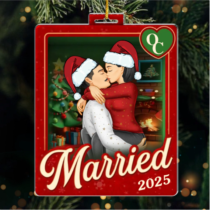 Custom Acrylic Ornament - Personalized Anniversary Christmas Wedding Gifts For Husband And Wife, Him And Her - Sealed With A Christmas Kiss