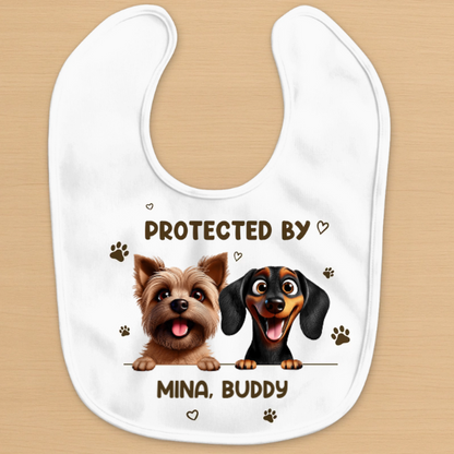 Custom Baby Bib - Personalized Baby Shower, Gacender Reveal Gifts For New Moms, New Dads, New Parents, Dog Dad And Mom - Safe Snuggles Watch Over Baby