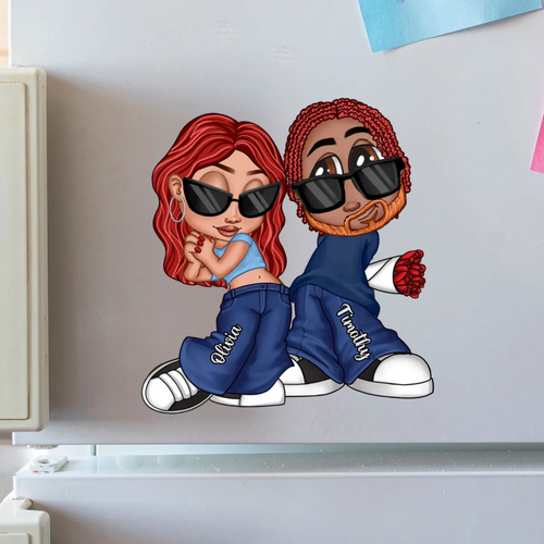 Y2K Style Couple Personalized Acrylic Fridge Magnet, Heartfelt Gift For Couple, For Him, For Her, Boyfriend, Girlfriend, Husband, Wife