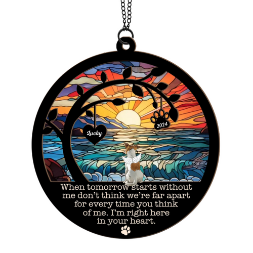 Personalized Goodbyes Are Not Forever Suncatcher Ornament, Custom Memorial Window Hanging Suncatcher For Dog Lovers