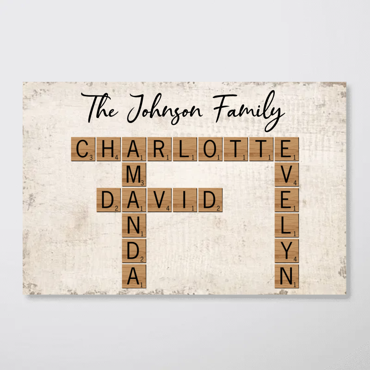 Family Crossword Puzzle Art Created In A Moment, Treasured Forever Personalized Horizontal Poster