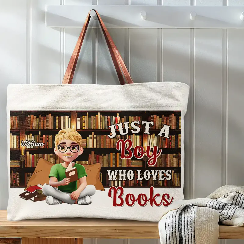 Reading Just A Girl Who Loves Books - Personalized Leather Handle Tote Bag