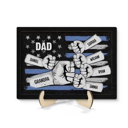 Dad Grandpa Fist Bump Nation Flag Personalized Wooden Plaque, Father's Day Gift For Dad, For Grandpa, For Husband