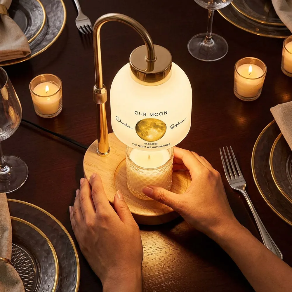 Our Moon Special Day Custom Moon Phase - Personalized Candle Warmer Lamp - Anniversary Gift For Wife, Gift for Husband