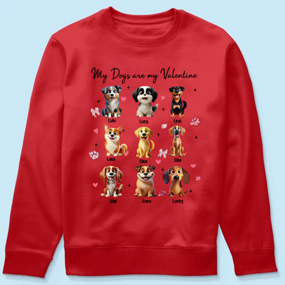 My Dogs Are My Valentine Coquette Cute Cartoon Dog Valentine's Day Gift For Dog Lover Personalized Shirt